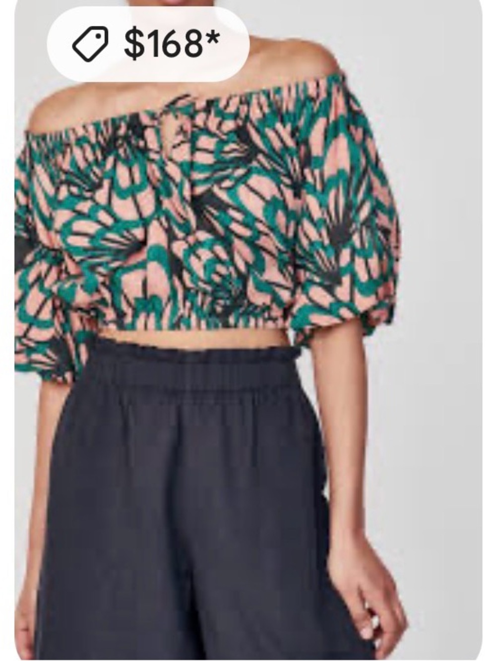 Mirth Paradise Shell blouse  block print with voluminous puffed sleeves